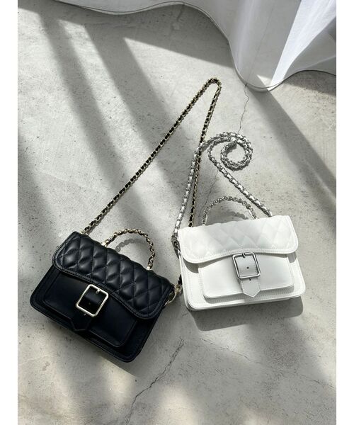 EATME（イートミー）の「キルティングフラップショルダーバッグ（ショルダーバッグ・レディース・オフホワイト/ブラック・FREE）」の5枚目の写真