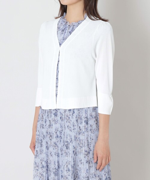 トゥービーシック【大きいサイズ】TO BE CHIC 2WAY ニットボレロ　白 レーヨンナイロン エレガンスニット(トップス)｜TO BE CHIC