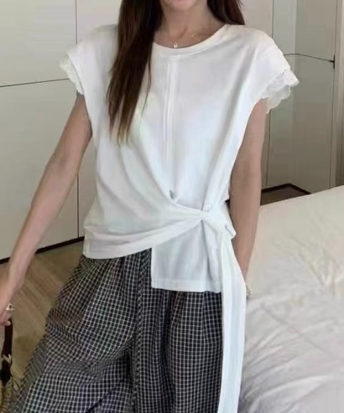 LADY LIKE(レディライク)の「レース付きウエストドレープTシャツ(Tシャツ/カットソー・レディース・グレー/ホワイト・M)」の15枚目の写真