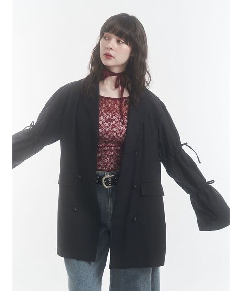 jouetie(ジュエティ)の「リボンスリーブジャケットミニワンピース【セットアップ対応】冬服(テーラードジャケット・レディース・ネイビー/グレー/ブラック・MEDIUM)」の17枚目の写真