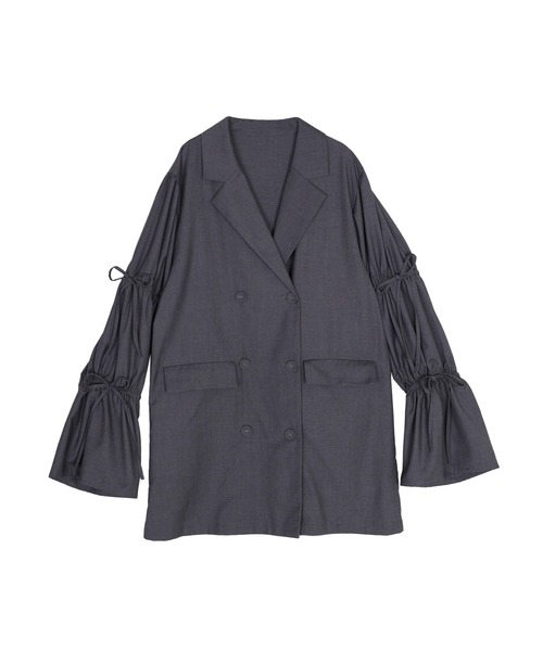 ジュエティ　リボンスリーブジャケットミニワンピース　テーパードジャケット　グレー jouetie ジャケット テーラードジャケット リボンスリーブ