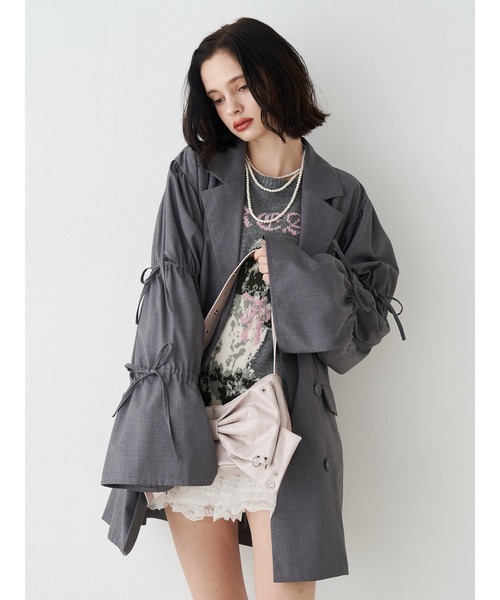 リボンスリーブジャケットミニワンピース【セットアップ対応】秋