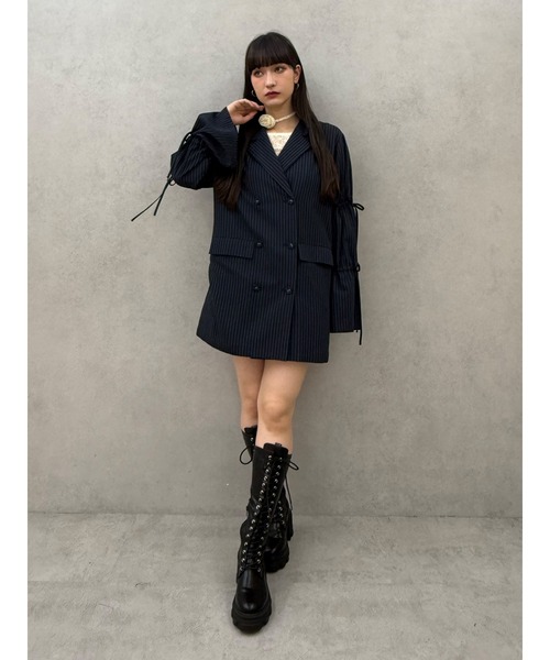 リボンスリーブジャケットミニワンピース【セットアップ対応