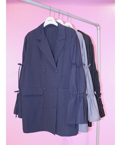 jouetie(ジュエティ)の「リボンスリーブジャケットミニワンピース【セットアップ対応】冬服(テーラードジャケット・レディース・ネイビー/グレー/ブラック・MEDIUM)」の12枚目の写真