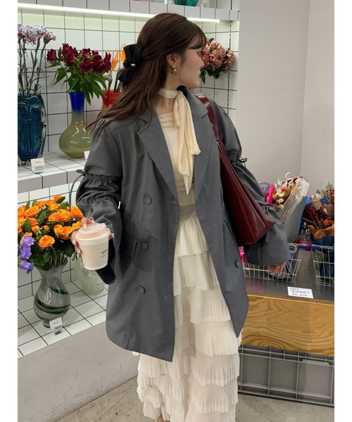 jouetie(ジュエティ)の「リボンスリーブジャケットミニワンピース【セットアップ対応】冬服(テーラードジャケット・レディース・ネイビー/グレー/ブラック・MEDIUM)」の21枚目の写真