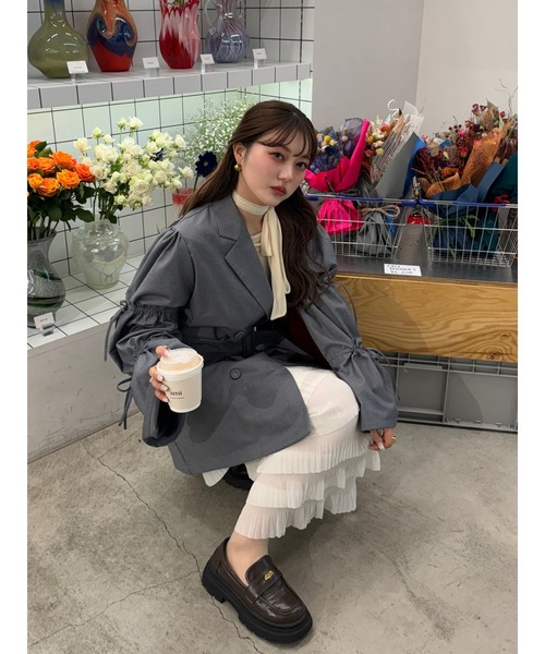 jouetie(ジュエティ)の「リボンスリーブジャケットミニワンピース【セットアップ対応】冬服(テーラードジャケット・レディース・ネイビー/グレー/ブラック・MEDIUM)」の22枚目の写真