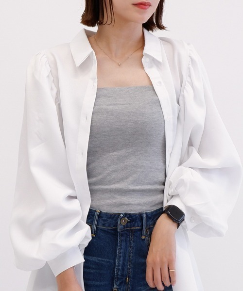 CLOTHY(クロシィ)の「【主張しすぎないのが、ちょうどいい。】BASICベアトップ(チューブトップ・レディース・グレー/ネイビー/ブラック/オフホワイト/グレイッシュベージュ・MEDIUM/SMALL/LARGE/X-LARGE)」の12枚目の写真