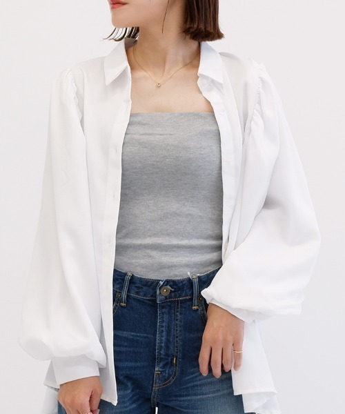 CLOTHY(クロシィ)の「【主張しすぎないのが、ちょうどいい。】BASICベアトップ(チューブトップ・レディース・グレー/ネイビー/ブラック/オフホワイト/グレイッシュベージュ・MEDIUM/SMALL/LARGE/X-LARGE)」の13枚目の写真