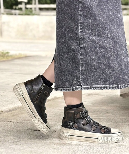 アッシュ セール】【MELROSE STUDS】スタッズハイカットスニーカー