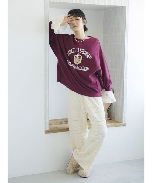 Ungrid(アングリッド)の「レースフリルトップス(Tシャツ/カットソー・レディース・ブラック/オフホワイト・FREE)」の9枚目の写真