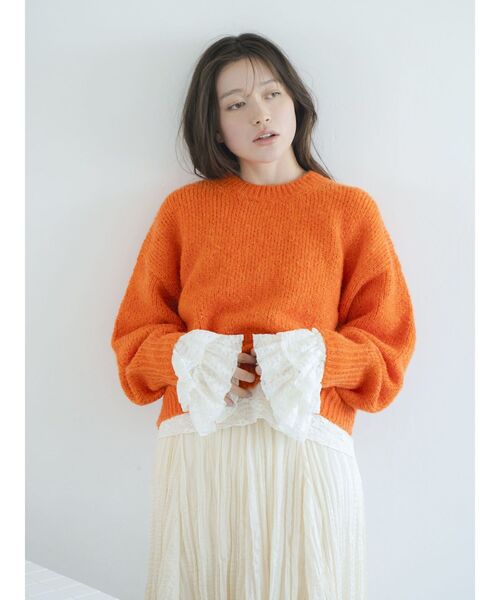 Ungrid(アングリッド)の「レースフリルトップス(Tシャツ/カットソー・レディース・ブラック/オフホワイト・FREE)」の10枚目の写真