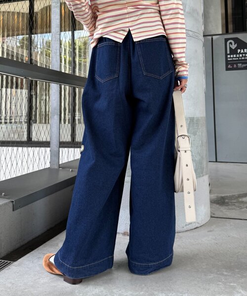 HELLO.SANFRANCISCO（ハローサンフランシスコ）の「【HELLO.SANFRANCISCO/ハローサンフランシスコ】レースフラワーカットワイドデニム（デニムパンツ・レディース・サックスブルー/ブルー・MEDIUM/SMALL）」の6枚目の写真