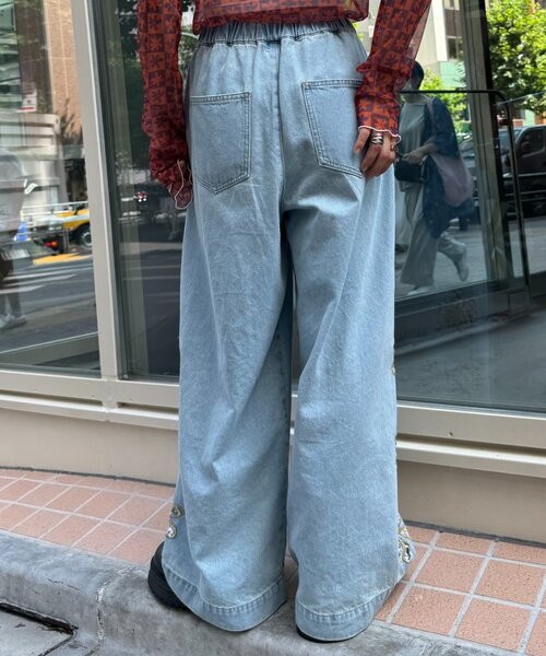 HELLO.SANFRANCISCO（ハローサンフランシスコ）の「【HELLO.SANFRANCISCO/ハローサンフランシスコ】レースフラワーカットワイドデニム（デニムパンツ・レディース・サックスブルー/ブルー・MEDIUM/SMALL）」の15枚目の写真