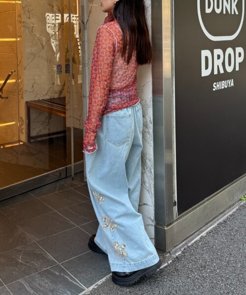 HELLO.SANFRANCISCO（ハローサンフランシスコ）の「【HELLO.SANFRANCISCO/ハローサンフランシスコ】レースフラワーカットワイドデニム（デニムパンツ・レディース・サックスブルー/ブルー・MEDIUM/SMALL）」の17枚目の写真