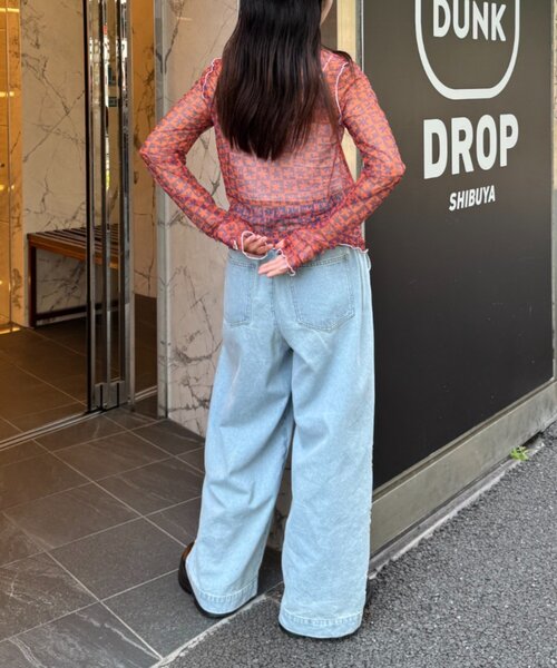 HELLO.SANFRANCISCO（ハローサンフランシスコ）の「【HELLO.SANFRANCISCO/ハローサンフランシスコ】レースフラワーカットワイドデニム（デニムパンツ・レディース・サックスブルー/ブルー・MEDIUM/SMALL）」の18枚目の写真