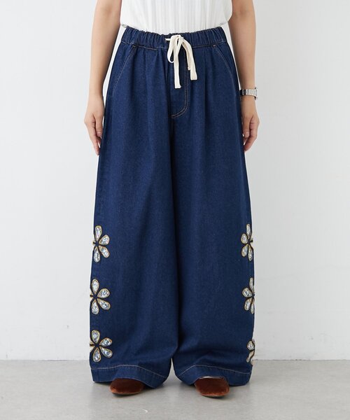 HELLO.SANFRANCISCO（ハローサンフランシスコ）の「【HELLO.SANFRANCISCO/ハローサンフランシスコ】レースフラワーカットワイドデニム（デニムパンツ・レディース・サックスブルー/ブルー・MEDIUM/SMALL）」の22枚目の写真