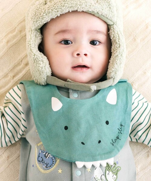 SLAP SLIP BABY（スラップスリップベビー）の「ドラゴン刺しゅうロンパース+お顔スタイ2点セットベビー(60~80cm)（ロンパース・キッズ・グリーン/グレー・70cm/80ｃｍ/60cm）」の4枚目の写真