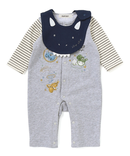 SLAP SLIP BABY（スラップスリップベビー）の「ドラゴン刺しゅうロンパース+お顔スタイ2点セットベビー(60~80cm)（ロンパース・キッズ・グリーン/グレー・70cm/80ｃｍ/60cm）」の6枚目の写真