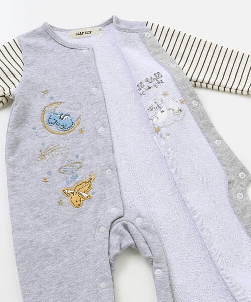 SLAP SLIP BABY（スラップスリップベビー）の「ドラゴン刺しゅうロンパース+お顔スタイ2点セットベビー(60~80cm)（ロンパース・キッズ・グリーン/グレー・70cm/80ｃｍ/60cm）」の13枚目の写真