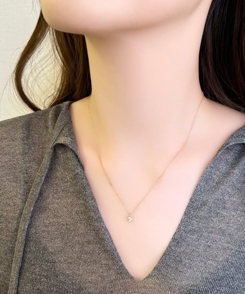 Phoebe(フィービィー)の「【金属アレルギー対応】ワンスパークネックレス/全長:39~42cm/サージカルステンレス(ネックレス・レディース・シルバー/イエローゴールド・FREE)」の17枚目の写真