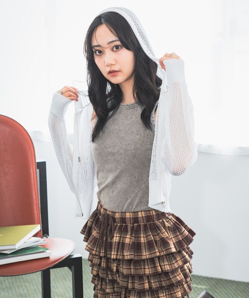 3.3 Field Trip (3.3フィールドトリップ)の「【モニタリング TWICE ジヒョ着用】3.3 Field Trip/メッシュフード付きZIP(パーカー・レディース・ホワイト/ブラック・FREE)」の11枚目の写真