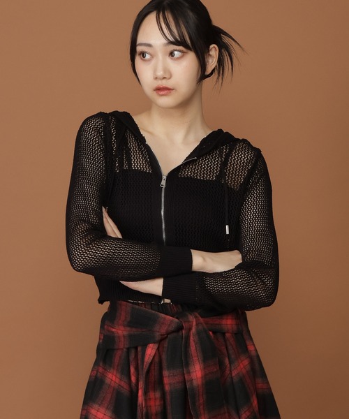 3.3 Field Trip (3.3フィールドトリップ)の「【モニタリング TWICE ジヒョ着用】3.3 Field Trip/メッシュフード付きZIP(パーカー・レディース・ホワイト/ブラック・FREE)」の22枚目の写真