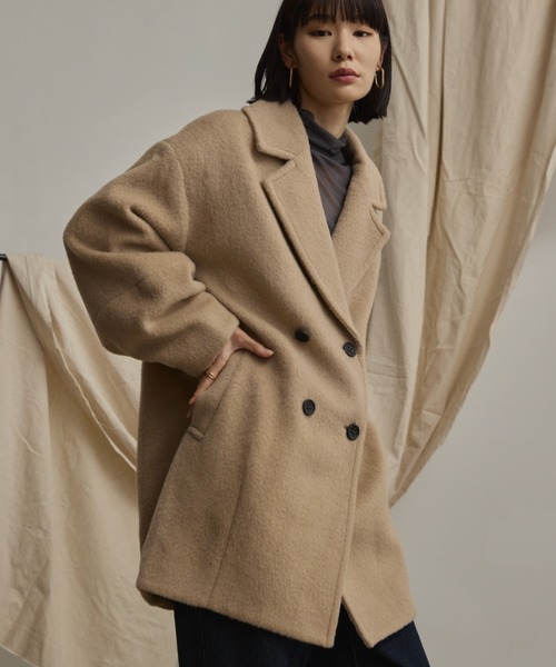 wool blend shaggy cocoon pcoat/ウールブレンドシャギーコクーンP