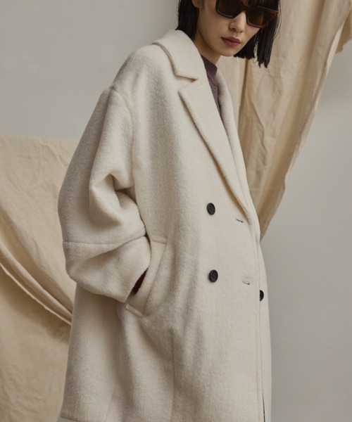wool blend shaggy cocoon pcoat/ウールブレンドシャギーコクーンP