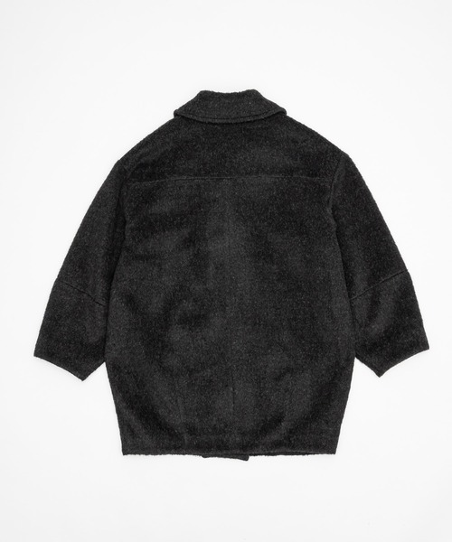 Happy John（ハッピージョン）の「wool blend shaggy cocoon pcoat/ウールブレンドシャギーコクーンPコート（ピーコート・レディース・ブラック/アイボリー/ベージュ/ブラウン・FREE）」の6枚目の写真