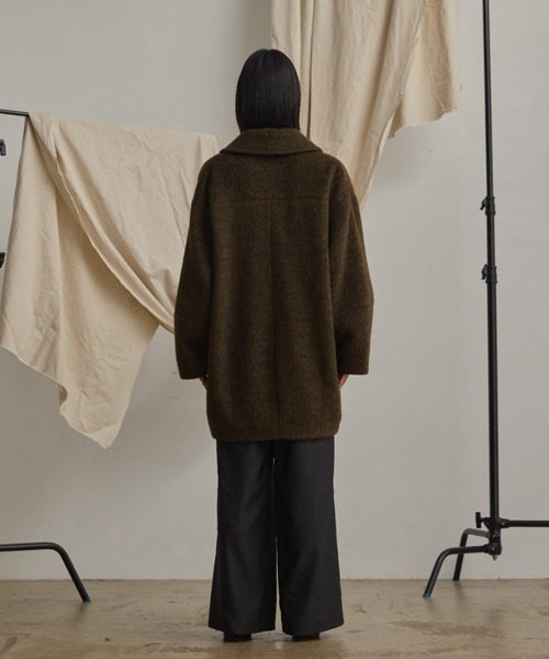 wool blend shaggy cocoon pcoat/ウールブレンドシャギーコクーンP