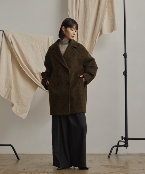 wool blend shaggy cocoon pcoat/ウールブレンドシャギーコクーンP