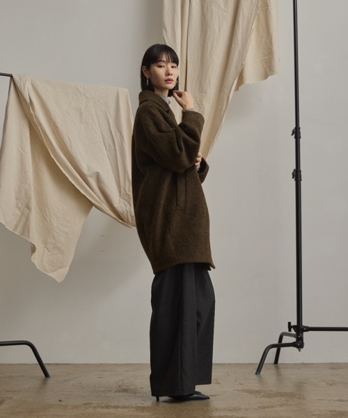 wool blend shaggy cocoon pcoat/ウールブレンドシャギーコクーンP