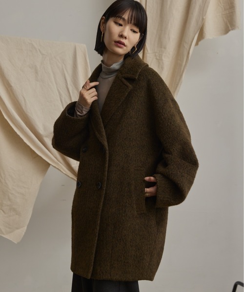 wool blend shaggy cocoon pcoat/ウールブレンドシャギーコクーンP