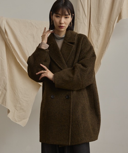 wool blend shaggy cocoon pcoat/ウールブレンドシャギーコクーンP