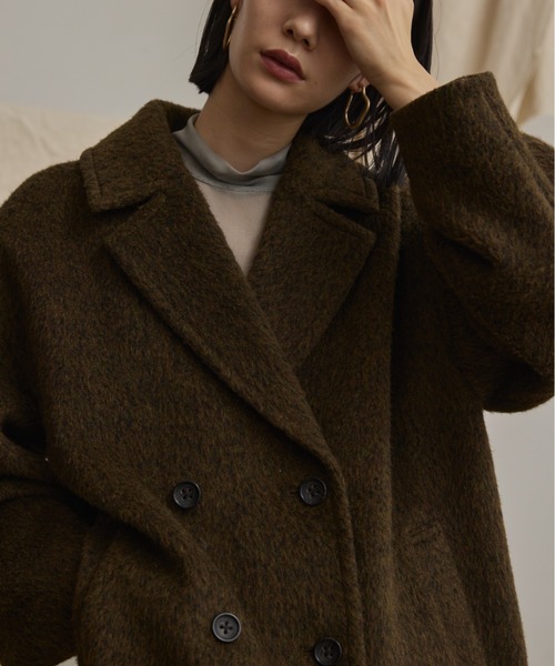 wool blend shaggy cocoon pcoat/ウールブレンドシャギーコクーンP