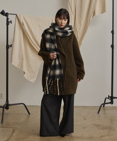 wool blend shaggy cocoon pcoat/ウールブレンドシャギーコクーンP