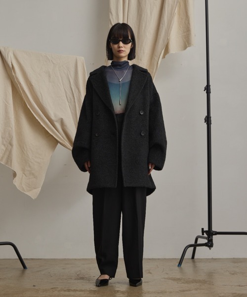 wool blend shaggy cocoon pcoat/ウールブレンドシャギーコクーンP