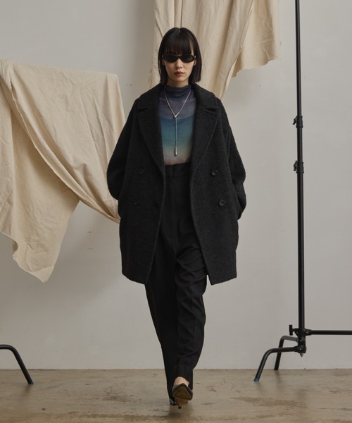 wool blend shaggy cocoon pcoat/ウールブレンドシャギーコクーンP