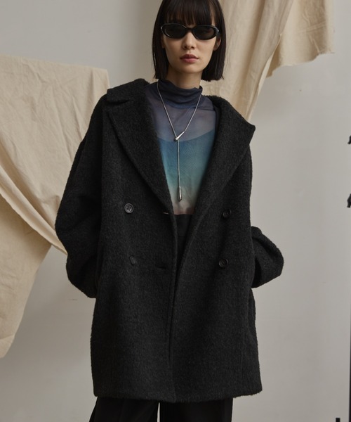 wool blend shaggy cocoon pcoat/ウールブレンドシャギーコクーンP