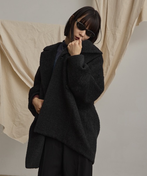 (完売品)ウールブレンドシャギーコクーンPコート 昨年大大大好評だった ウールブレンドシャギーコクーンPコートが