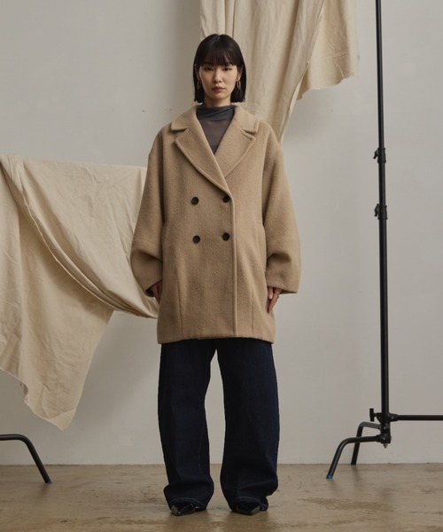 wool blend shaggy cocoon pcoat/ウールブレンドシャギーコクーンP