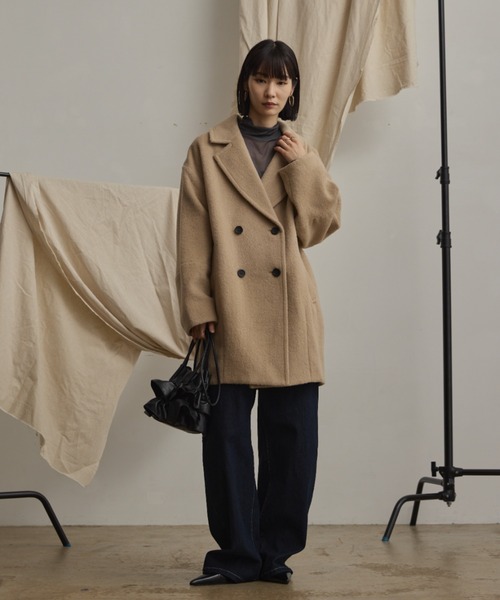 wool blend shaggy cocoon pcoat/ウールブレンドシャギーコクーンP