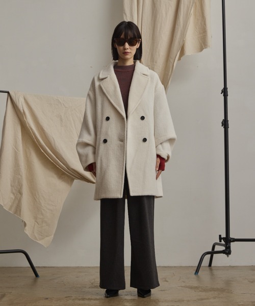 wool blend shaggy cocoon pcoat/ウールブレンドシャギーコクーンP