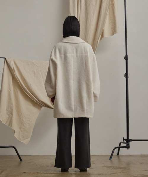 wool blend shaggy cocoon pcoat/ウールブレンドシャギーコクーンP