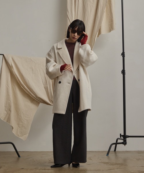 wool blend shaggy cocoon pcoat/ウールブレンドシャギーコクーンP