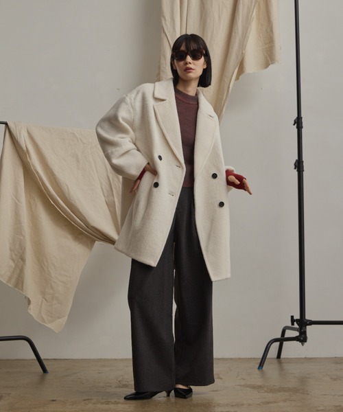 HappyJohn ウールブレンドシャギーコクーンPコート wool blend shaggy cocoon pcoat/ウールブレンドシャギーコクーンP