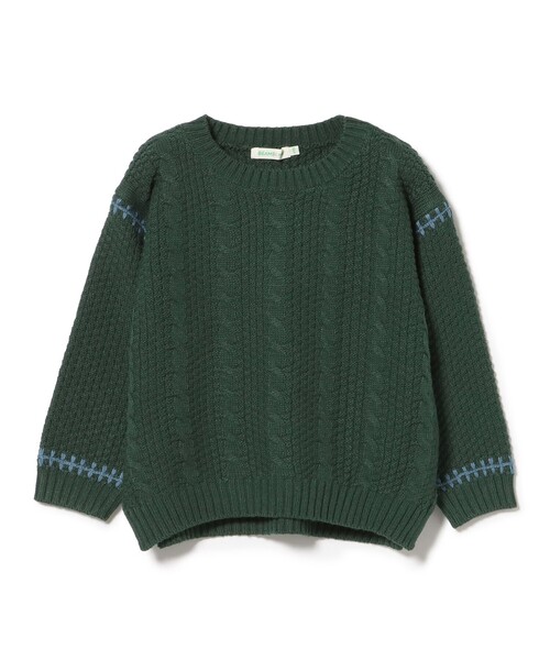 BEAMS mini（ビームスミニ）の「ケーブルニット プルオーバー 2025FW（90～150cm）（ニット/セーター・キッズ・グリーン系その他5/ホワイト系その他5/ネイビー/オレンジ系その他6・150/140/130/120/110/100/90）」の16枚目の写真