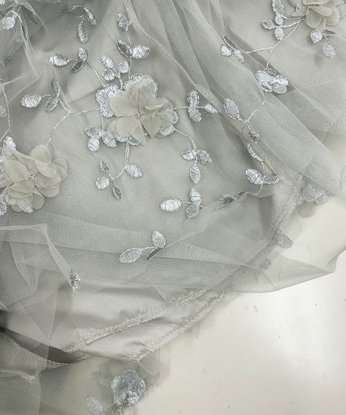PRIVATE BEACH(プライベートビーチ)の「花柄刺繍チュールロングスカート(スカート・レディース・グレー/オフホワイト/ブラック/ピンク/ネイビー・FREE)」の16枚目の写真
