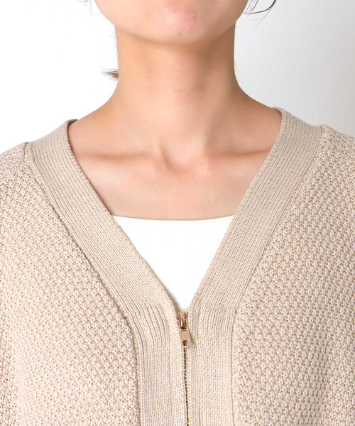 Three Four Time(スリーフォータイム)の「デニムコンビVジップブルゾン(カーディガン/ボレロ・レディース・ベージュ/チャコールグレー・FREE)」の6枚目の写真