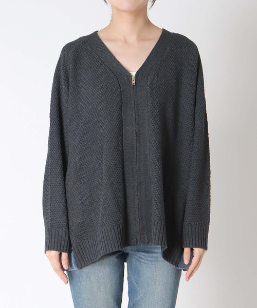 Three Four Time(スリーフォータイム)の「デニムコンビVジップブルゾン(カーディガン/ボレロ・レディース・ベージュ/チャコールグレー・FREE)」の15枚目の写真